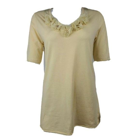 CAbi Tops - Cabi‎ Top Womens Size M Medium Solid All Yellow Floral Neckline Style #316